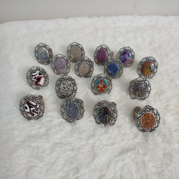 Lot of 16 Rings Costume Jewelry Size Adjustable - Picture 7 of 7